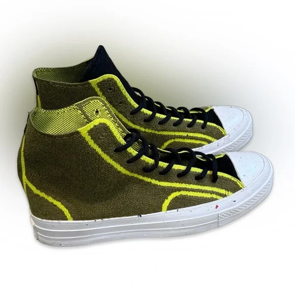 Converse High-Top Sneakers in Olive Green, Black and White - Picture 6 of 7